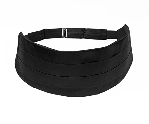 Remo Sartori – Kummerbund aus Seide, Schwarz, mit 3 Gelegten Falten, Verstellbar, Made in Italy, Herren (von 76cm bis 90cm) von Remo Sartori