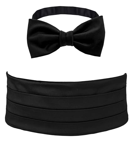 Remo Sartori – Set Kummerbund und Geknotete Fliege aus Samt, Einfarbig, Verstellbar, Made in Italy, Herren (Schwarz, von 90cm bis 110cm) von Remo Sartori