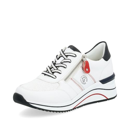 Remonte Damen Low-Top Sneaker D0T04, Frauen Halbschuhe,lose Einlage,Laufschuhe,Freizeit,sportlich,straßenschuhe,Strassenschuhe,Weiss Kombi (81),42 EU von Remonte
