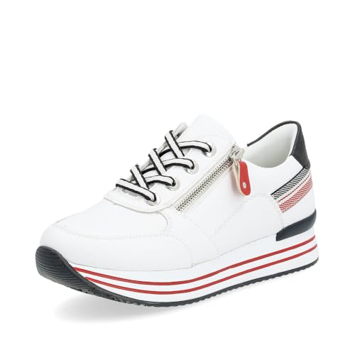 Remonte Damen Low-Top Sneaker D1312, Frauen Halbschuhe,lose Einlage,Freizeitschuhe,Turnschuhe,Laufschuhe,Freizeit,sportlich,Weiss Kombi (82),41 EU von Remonte