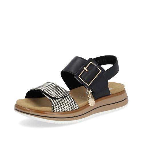 Remonte Damen Riemchensandalen D1J53, Frauen Sandalen,lose Einlage,Riemen,Riemchen,halteriemen,Sommerschuhe,Freizeitschuhe,schwarz Kombi (02),36 EU von Remonte