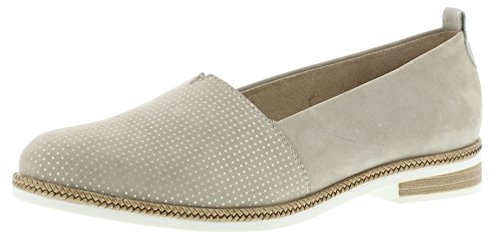 Remonte D2603 Damen Slipper, Mokassins, Slip-Ons, Halbschuhe, Sommerschuh mit modischem Pünktchen-Look und zweifarbiger Sohle beige (Steel/Alloy/Muschel / 42), EU 41 von Remonte