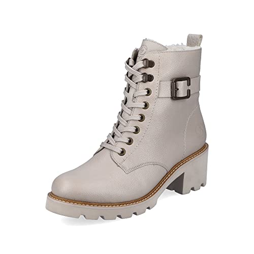 Remonte Damen Biker Boots D0A74, Frauen Stiefeletten,lose Einlage,gefüttert,stiefel,bootee,booties,halbstiefel,kurzstiefel,beige,40 EU / 6.5 UK von Remonte