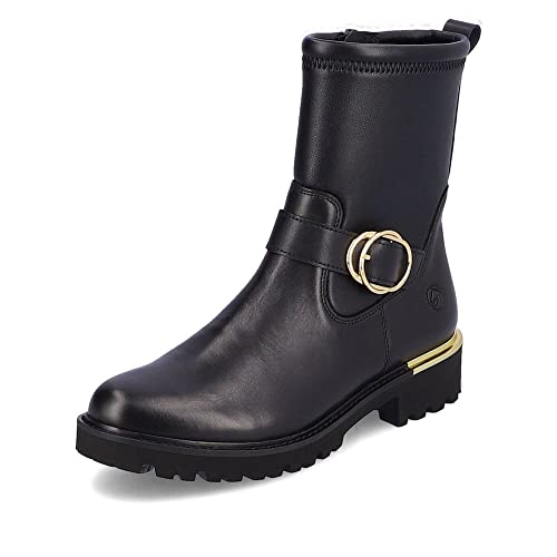 Remonte Damen Biker Boots D8666, Frauen Stiefeletten,lose Einlage,flach,boots,stiefel,bootee,booties,halbstiefel,kurzstiefel,schwarz,36 EU / 3.5 UK von Remonte