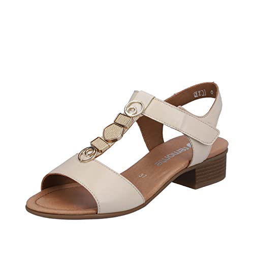 Remonte Damen D0P52 Sandale mit Absatz, Kreide/Porzellan/LightGold / 80, 39 EU von Remonte