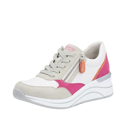 Remonte Damen D0T01 Sneaker, Hellgrau/Weiss/Magenta/Orange / 81, 36 EU Weit von Remonte