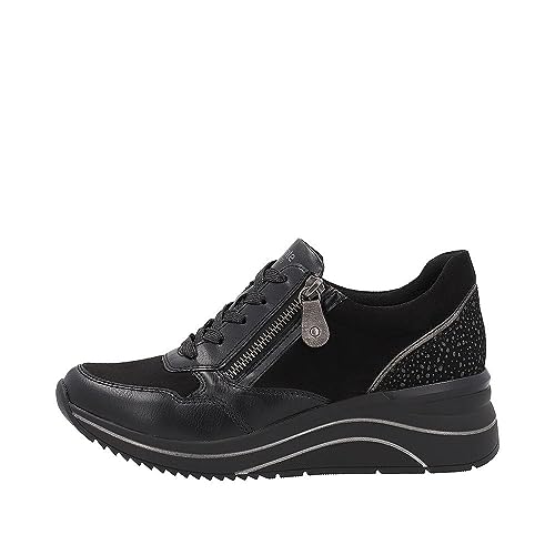 Remonte Damen D0T01 Sneaker, Schwarz/Schwarz/Altsilber/Schwarz/Gunmetal / 01, 39 EU von Remonte