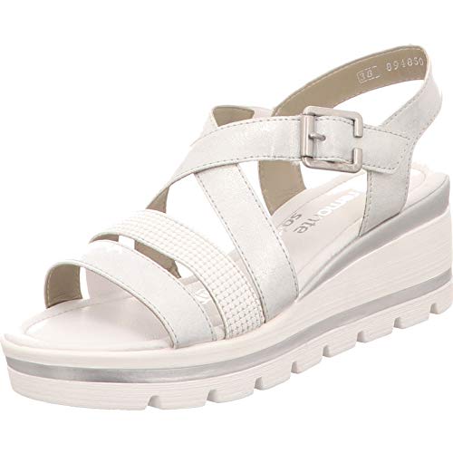 Remonte Damen D1568 Plateausandalen, Silber (Ice/Weiss-Silber 90) von Remonte