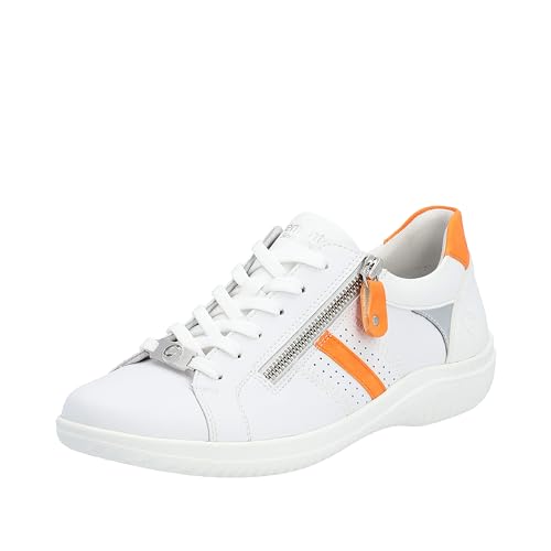 Remonte Damen D1E01 Sneaker, Weiss/Carrot/Silver/White / 81, 38 EU von Remonte