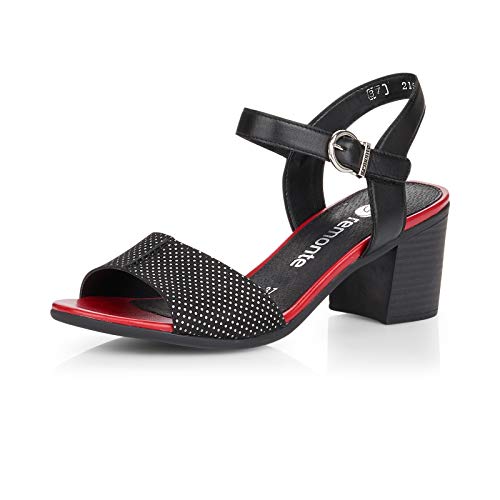 Remonte Damen D2152 Slingback Sandalen, Schwarz (Schwarz/Silber/Schwarz 02), 39 EU von Remonte