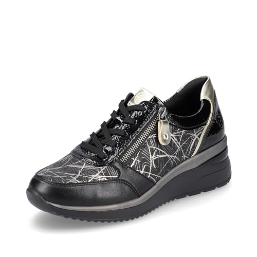 Remonte Damen D2400 Sneaker, schwarz/schwarz/Gunmetal-Alloy/Black/Gold / 01, 38 EU von Remonte