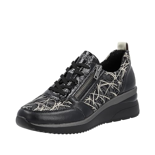 Remonte Damen D2401 Sneaker, Schwarz/Schwarz/Gunmetal-Alloy/Black/Gold / 05, 38 EU von Remonte