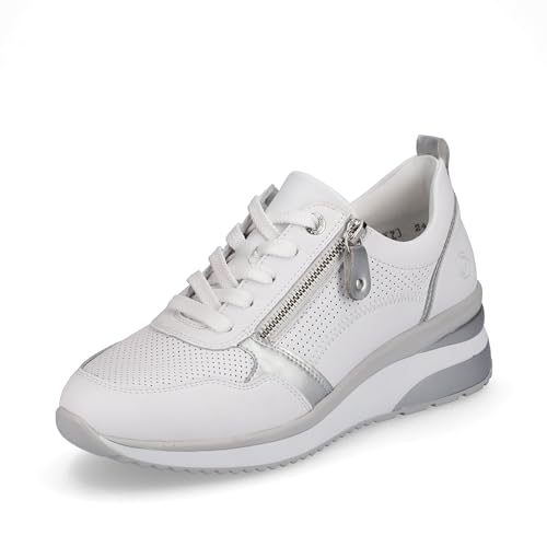 Remonte Damen D2409 Sneaker, Weiss/Weiss/Silver / 80, 42 EU von Remonte