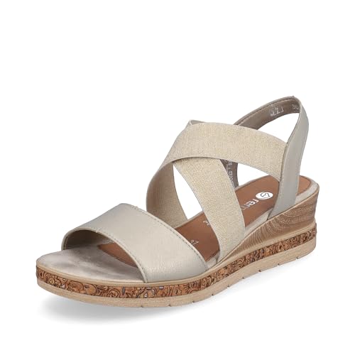 Remonte Damen D3066 Keilsandale, ORO/beige-Gold / 90, 41 EU von Remonte