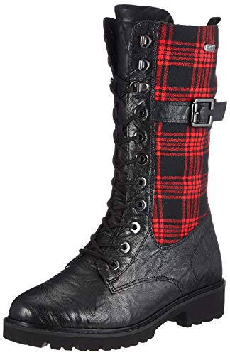 Remonte Damen D8674 Halblange Stiefel, schwarz/rot-schwarz/schwarz / 02, 38 EU von Remonte