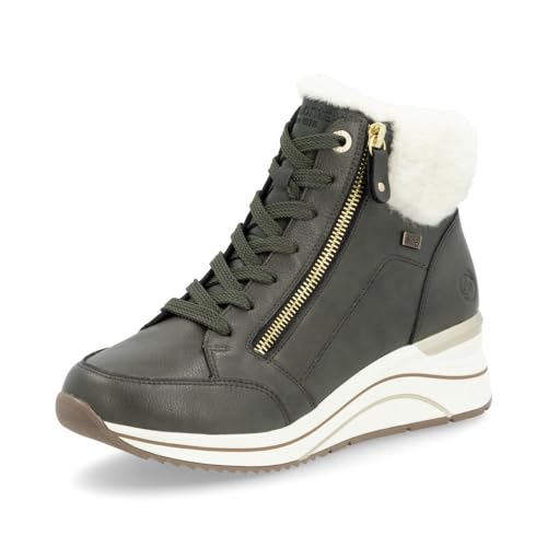 Remonte Damen High-Top Sneaker D0T77, Frauen Halbschuhe,lose Einlage,wasserabweisend,remonteTEX,Turnschuhe,Laufschuhe,schnürer,grün Kombi (52),42 EU von Remonte