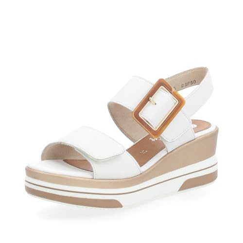 Remonte Damen Keilsandalen D1P50, Frauen Sandalen,freizeitschuhe,offene schuhe,strandschuhe,keilsandaletten,keilabsatz,wedge-heel,hoch,weiss (80),39 EU von Remonte