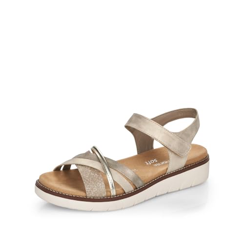 Remonte Damen Riemchensandalen D2058, Frauen Sandalen,lose Einlage,sandaletten,sommersandalen,bequem,flach,sommerschuhe,metallic (90),42 EU von Remonte