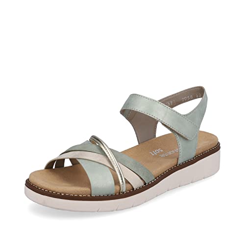 Remonte Damen Klassische Sandalen D2058, Frauen Sandalen,lose Einlage,sommerschuhe,freizeitschuhe,offene,schuhe,strandschuhe,grün kombi,38 EU / 5 UK von Remonte