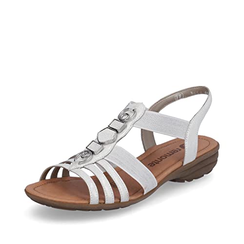 Remonte Damen Klassische Sandalen R3654, Frauen Sandalen,Schuhe,Strandschuhe,Sandaletten,bequem,Sommerschuhe,Freizeitschuhe,Weiss Kombi,38 EU / 5 UK von Remonte