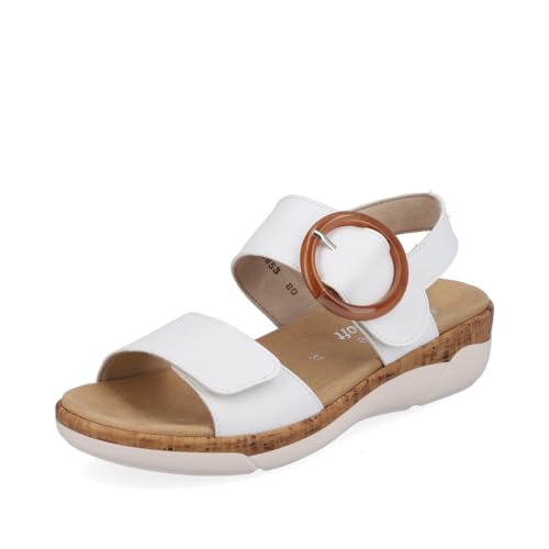 Remonte Damen Riemchensandalen R6853, Frauen Sandalen,lose Einlage,offene schuhe,strandschuhe,sandaletten,sommersandalen,bequem,flach,weiss (80),41 EU von Remonte