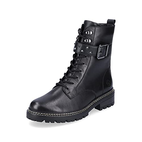 Remonte Damen Biker Boots D0B73, Frauen Stiefeletten,lose Einlage,winterschuhe,gefüttert,boots,stiefel,bootee,booties,schwarz,41 EU / 7.5 UK von Remonte