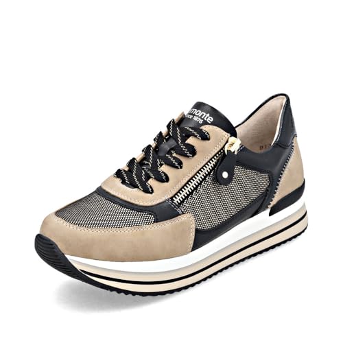 Remonte Damen Low-Top Sneaker D0700, Frauen Halbschuhe,lose Einlage,wasserabweisend,remonteTEX,Freizeit,sportlich,straßenschuhe,schwarz Kombi (04),42 EU von Remonte