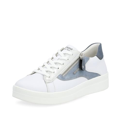 Remonte Damen Low-Top Sneaker D0J03, Frauen Halbschuhe,lose Einlage,Laufschuhe,schnürschuhe,schnürer,Plateausohle,Sportschuhe,Weiss Kombi (80),40 EU von Remonte