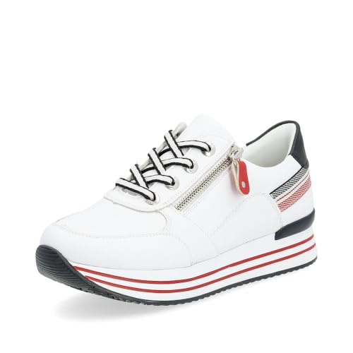 Remonte Damen Low-Top Sneaker D1312, Frauen Halbschuhe,lose Einlage,Sportschuhe,Freizeitschuhe,Turnschuhe,Laufschuhe,Freizeit,Weiss Kombi (82),39 EU von Remonte