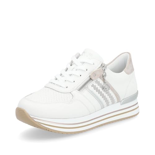 Remonte Damen Low-Top Sneaker D1318, Frauen Halbschuhe,lose Einlage,Freizeitschuhe,Turnschuhe,Laufschuhe,Freizeit,sportlich,Weiss Kombi (80),44 EU von Remonte