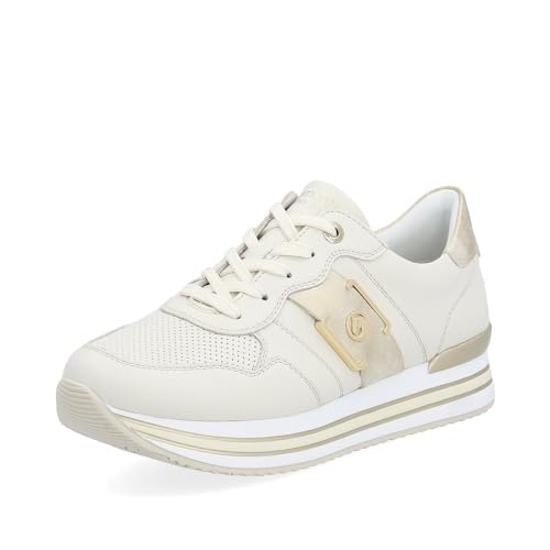 Remonte Damen Low-Top Sneaker D1322, Frauen Halbschuhe,lose Einlage,Laufschuhe,schnürschuhe,schnürer,Plateausohle,Sportschuhe,beige Kombi (61),38 EU von Remonte