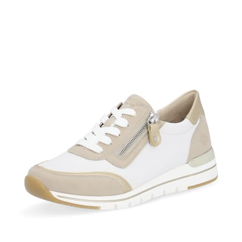 Remonte Damen Low-Top Sneaker R6709, Frauen Halbschuhe,lose Einlage,Laufschuhe,schnürschuhe,schnürer,Plateausohle,Sportschuhe,Weiss Kombi (80),38 EU von Remonte