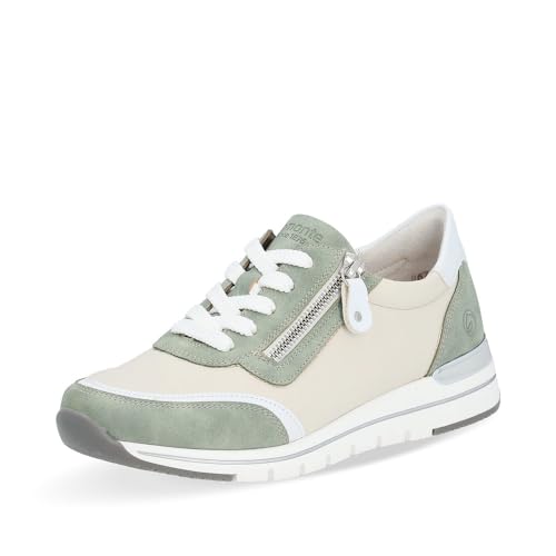 Remonte Damen Low-Top Sneaker R6709, Frauen Halbschuhe,lose Einlage,Laufschuhe,schnürschuhe,schnürer,Plateausohle,Sportschuhe,Weiss Kombi (81),40 EU von Remonte