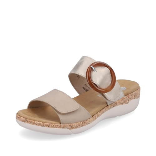 Remonte Damen Pantoletten R6858, Frauen Slipper,lose Einlage,Sandalen,Freizeitschuhe,Schlupfschuhe,schluepfschuhe,Slides,Mules,beige Kombi (60),38 EU von Remonte