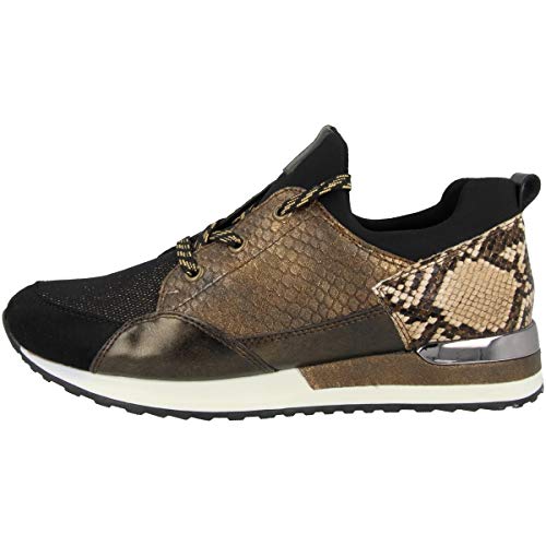 Remonte Damen R2503 Sneaker, schwarz/schwarz-Bronze/antik/antik/schwarz/Brown / 24, 37 EU von Remonte