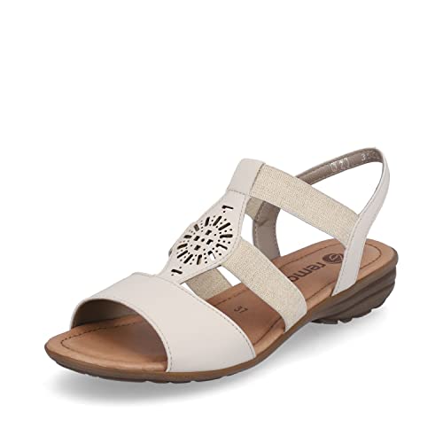 Remonte Damen R3666 Flache Sandale, Porzellan/beige-Gold / 60, 38 EU von Remonte