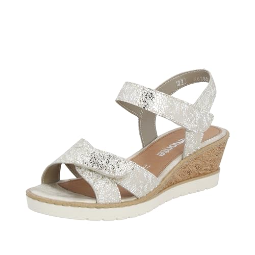 Remonte Damen R6252 Keilsandale, Weiss-Gold / 91, 38 EU von Remonte