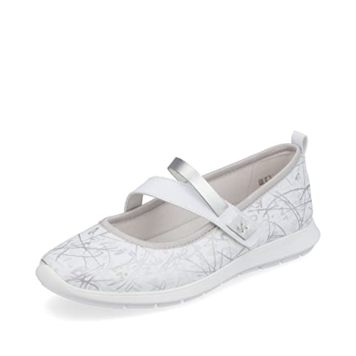 Remonte Damen Riemchenballerinas R7104, Frauen Flats,lose Einlage,flach,Ausgehschuhe,Abendschuhe,Slip-ons,spangenballerinas,Weiss Kombi,39 EU / 6 UK von Remonte