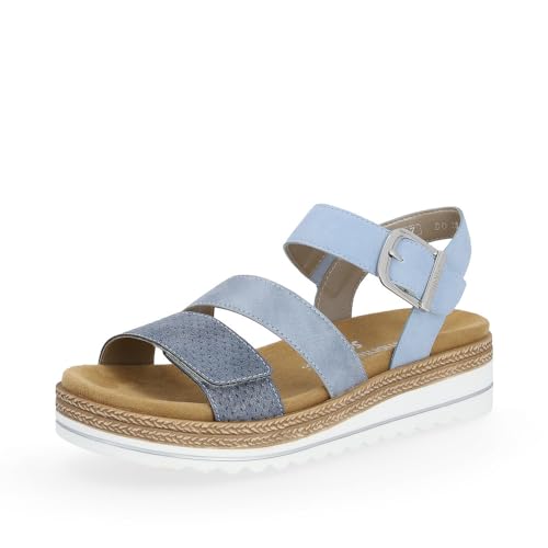 Remonte Damen Riemchensandalen D0Q55, Frauen Sandalen,lose Einlage,bequem,flach,sommerschuhe,freizeitschuhe,offene schuhe,strandschuhe,blau (12),42 EU von Remonte