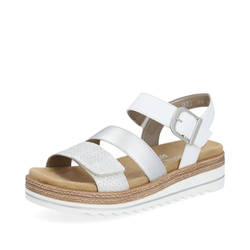 Remonte Damen Riemchensandalen D0Q55, Frauen Sandalen,lose Einlage,bequem,sommerschuhe,freizeitschuhe,offene schuhe,silber/platin (90),43 EU von Remonte