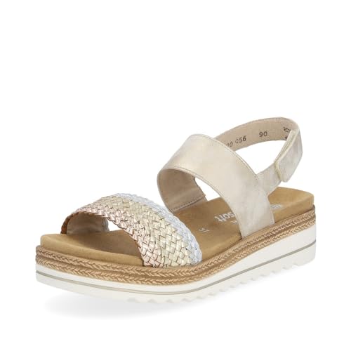 Remonte Damen Riemchensandalen D0Q56, Frauen Sandalen,lose Einlage,sandaletten,sommersandalen,bequem,flach,sommerschuhe,metallic (91),36 EU von Remonte