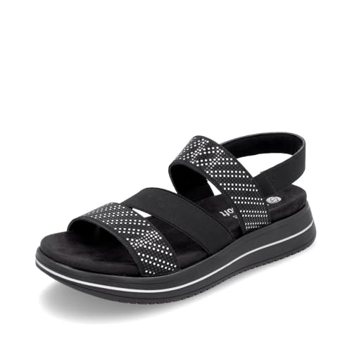 Remonte Damen Riemchensandalen D1J59, Frauen Sandalen,lose Einlage,Sandaletten,Sommersandalen,bequem,flach,Sommerschuhe,schwarz Kombi (03),43 EU von Remonte
