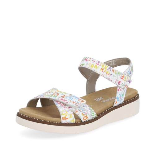 Remonte Damen Riemchensandalen D2049, Frauen Sandalen,lose Einlage,sandaletten,sommersandalen,bequem,flach,sommerschuhe,weiss kombi (81),38 EU von Remonte