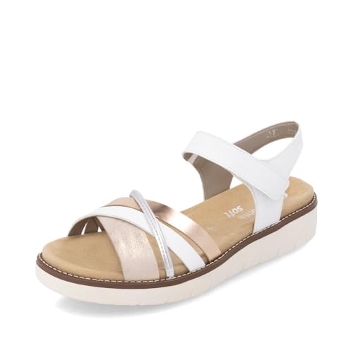 Remonte Damen Riemchensandalen D2058, Frauen Sandalen,lose Einlage,Strandschuhe,Riemen,Riemchen,halteriemen,Sommerschuhe,Weiss Kombi (80),42 EU von Remonte