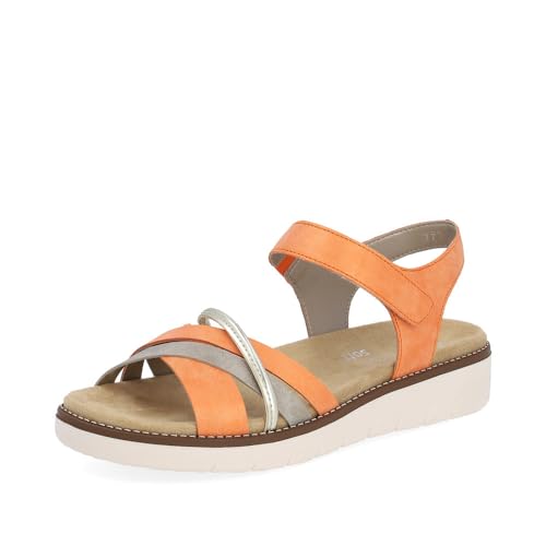 Remonte Damen Riemchensandalen D2058, Frauen Sandalen,lose Einlage,freizeitschuhe,offene schuhe,strandschuhe,sandaletten,bequem,flach,orange (38),39 EU von Remonte