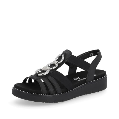 Remonte Damen Riemchensandalen D2073, Frauen Sandalen,lose Einlage,Riemchen,halteriemen,Sommerschuhe,Freizeitschuhe,offene Schuhe,schwarz (02),39 EU von Remonte