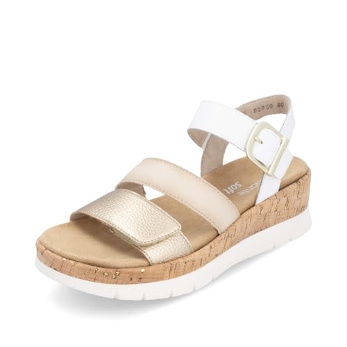 Remonte Damen Riemchensandalen D2P50, Frauen Sandalen,lose Einlage,Sandaletten,Sommersandalen,bequem,flach,Sommerschuhe,Weiss Kombi (80),38 EU von Remonte
