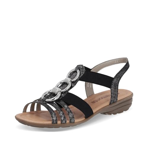 Remonte Damen Riemchensandalen R3605, Frauen Sandalen,sommersandalen,flach,sommerschuhe,freizeitschuhe,offene schuhe,strandschuhe,schwarz (02),39 EU von Remonte