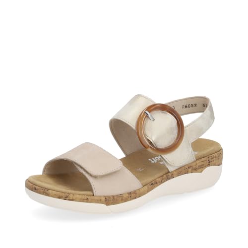 Remonte Damen Riemchensandalen R6853, Frauen Sandalen,lose Einlage,sandaletten,sommersandalen,bequem,flach,sommerschuhe,beige kombi (61),42 EU von Remonte