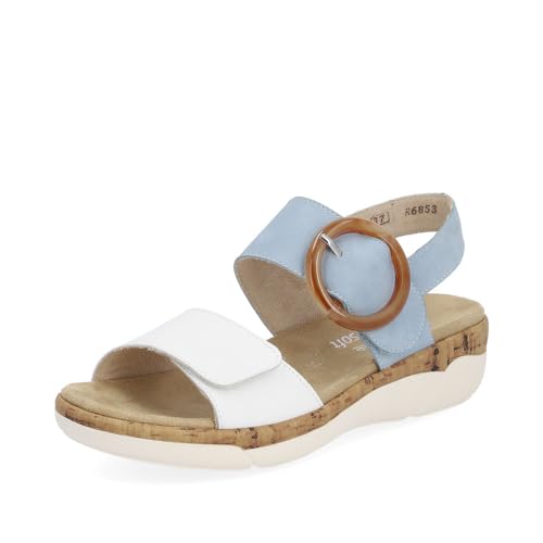 Remonte Damen Riemchensandalen R6853, Frauen Sandalen,lose Einlage,sommerschuhe,freizeitschuhe,offene schuhe,strandschuhe,bequem,blau kombi (10),40 EU von Remonte